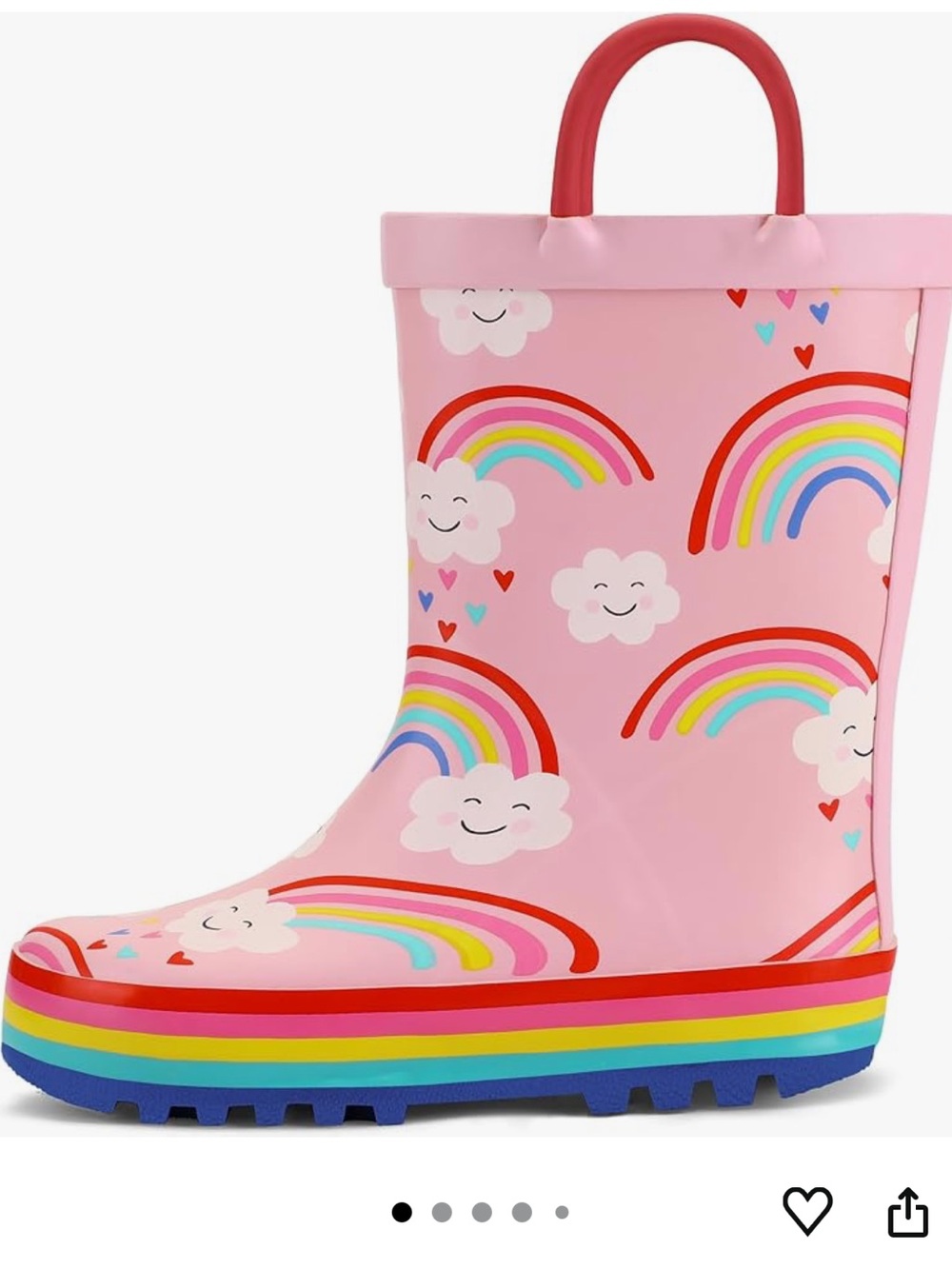 Kids Pink Rainbow Rain Boots